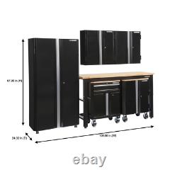 108 In. W X 98 In. H X 24 In. D Steel Garage Cabinet Set In Black (6-Piece)