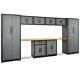 10pcs Garage Storage Cabinet Set With Workbench Steel Frame Bamboo Worktop Us