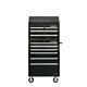 10-drawer Deep Combination Tool Chest And Rolling Cabinet Set In Gloss Black
