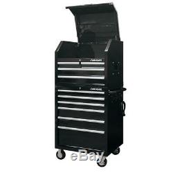 10-Drawer Deep Combination Tool Chest and Rolling Cabinet Set in Gloss Black