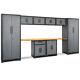 10 Piece Garage Storage Cabinet Set 24 Gauge With Bamboo Worktop Lockers & Shelves