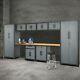 10 Pcs Garage Storage Cabinet Set Workbench With Bamboo Worktop Home Furniture