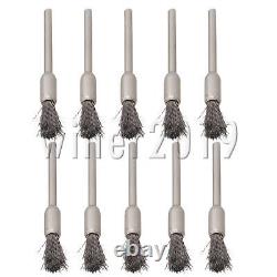 10x Pen Shape 6MM End Brushes Stainless Steel Wire Brush Drill End 1/8 Shank