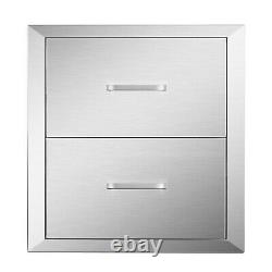 14.38 x 14 BBQ Double Drawers Outdoor Kitchen Walled Island Storage Cabinet