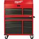 16-drawer Steel Tool Chest And Rolling Cabinet Set, Textured Red And Black Matte