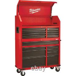 16-Drawer Steel Tool Chest and Rolling Cabinet Set, Textured Red and Black Matte
