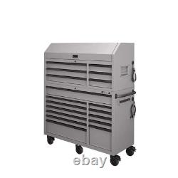 18-Drawer Combination Tool Chest and Cabinet Set Heavy-Duty Matte Gray 56