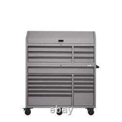 18-Drawer Combination Tool Chest and Cabinet Set Heavy-Duty Matte Gray 56