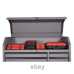 18-Drawer Combination Tool Chest and Cabinet Set, Matte Gray Heavy-Duty 56 in