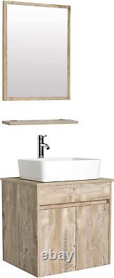 24 Bathroom Vanity Sink Combo Wall Mounted Natural Cabinet Vanity Set White Cer