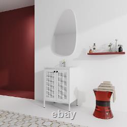 24 Inch Modern Steel Freestanding Bathroom Vanity Cabinet WithUndermount Sink Set