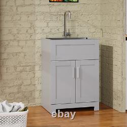 24 Laundry Utility Cabinet+Stainless Steel Sink+Faucet, Whoel Set ship from USA