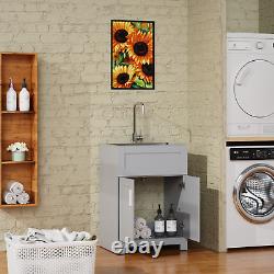 24 Laundry Utility Cabinet+Stainless Steel Sink+Faucet, Whoel Set ship from USA