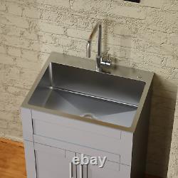 24 Laundry Utility Cabinet+Stainless Steel Sink+Faucet, Whoel Set ship from USA