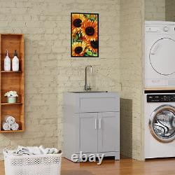 24 Laundry Utility Cabinet+Stainless Steel Sink+Faucet, Whoel Set ship from USA