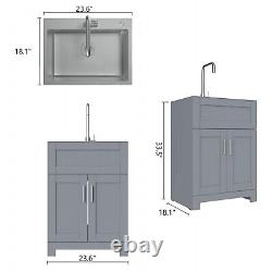 24 Laundry Utility Cabinet+Stainless Steel Sink+Faucet, Whoel Set ship from USA