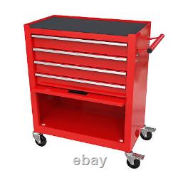 24 RED Tool Box with Tool Set, 4 Drawers Rolling Tool Cart, Tool Storage Cabinet