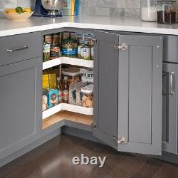 28 Diameter Kitchen Base Cabinet Kidney Lazy Susan Set Shelves & Pole PLSK228