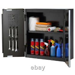 2Pcs Steel Shelf Set Black for Ready-To-Assemble 28 Wall Mounted Garage Cabinet