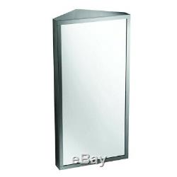 2 Corner Medicine Cabinet Polished Stainless Steel Mirror Door Set of 2