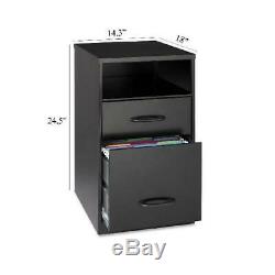 2-Drawers Black Vertical Steel Filing Cabinet Office Workstation Furniture Set
