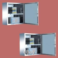 2 Mini Stainless Steel Medicine Cabinet Wall Mount Storage Set of 2