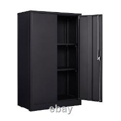 2 Sets Metal Storage Folding File Cabinet With Adjustable Shelfs For Home Office