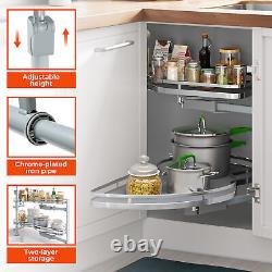 2 Tier Swing Tray Right Blind Corner Kitchen Cabinet Sliding Pull Out Organizer