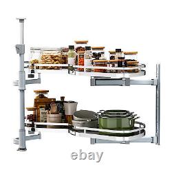 2 Tier Swing Tray Right Blind Corner Kitchen Cabinet Sliding Pull Out Organizer