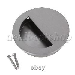 30Sets Silver Circle Flush Concealed 304 Stainless Steel Closet Knob OD 70mm