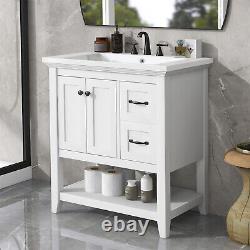 30 Bathroom Vanity Cabinet Set with Ceramic Sink and Multi-Functional Drawer