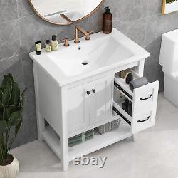 30 Bathroom Vanity Cabinet Set with Ceramic Sink and Multi-Functional Drawer