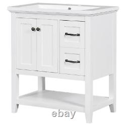 30 Bathroom Vanity Cabinet Set with Ceramic Sink and Multi-Functional Drawer