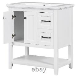 30 Bathroom Vanity Cabinet Set with Ceramic Sink and Multi-Functional Drawer