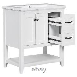 30 Bathroom Vanity Cabinet Set with Ceramic Sink and Multi-Functional Drawer