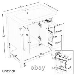 30 Bathroom Vanity Cabinet Set with Ceramic Sink and Multi-Functional Drawer