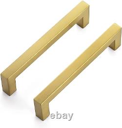 30 Pack 5 Inch Square Cabinet Handles Brushed Brass Kitchen Pulls for Cabinets S