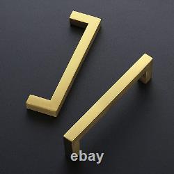 30 Pack 5 Inch Square Cabinet Handles Brushed Brass Kitchen Pulls for Cabinets S