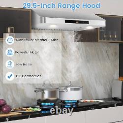 30 Under Cabinet Range Hood with Adjustable LED Lights Time Setting 4 Fan Speed