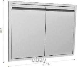 31 x24 Outdoor Kitchen Doors Cabinet Brushed SUS BBQ Access Double Door Island