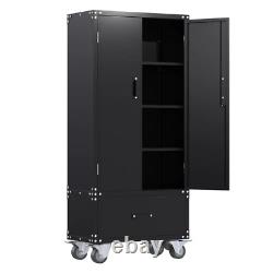 32.3 In. W X 72 In. H X 16 In. D Metal Rolling Storage Cabinet with Drawer, Rive