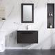 32 Bathroom Vanity Set Wall Mounted Black Cabinet With Man-made Stone Counterto