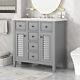 36in Bathroom Vanity Storage Cabinet Set With Top Sink And 2 Doors And 5 Drawers