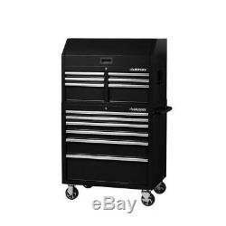 36 IN W 12-Drawer Deep Combination Tool Chest AND Cabinet SET in Gloss Black For
