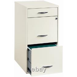 3 Drawer Steel File Cabinet in White (Set of 2)