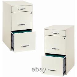 3 Drawer Steel File Cabinet in White (Set of 2)