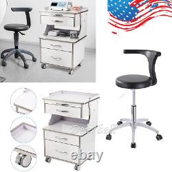 3 Drawers Dental Mobile Trolley Cart Rolling Storage Cabinet /Dentist Stool