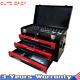 3 Drawers Steel Tool Box Red Storage Tool Chest Withkeyed Lock & Tool Set