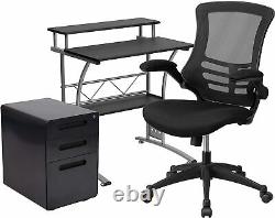 3 Piece Office Set Computer Desk, Office Chair & Mobile Filing Cabinet New