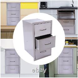 3 Tier Stainless Steel Vertical Drawer Indoor Kitchen Drawer Storage Cabinet Set